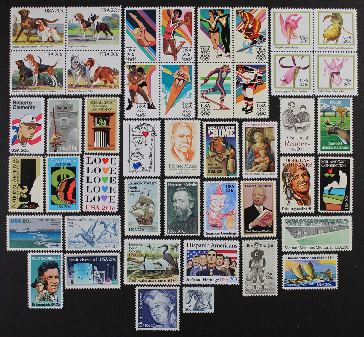 US 1984 USA Commemorative collection, Year Set, made up of 45 stamps ...