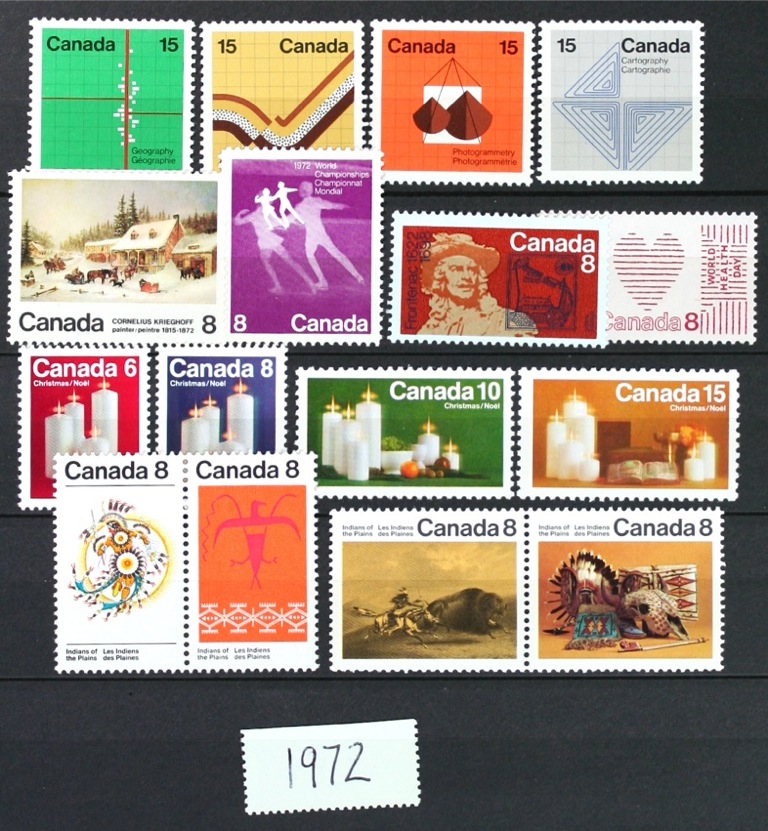 CANADA Postage Stamps, 1972 Complete Year Set collection, Mint NH, See